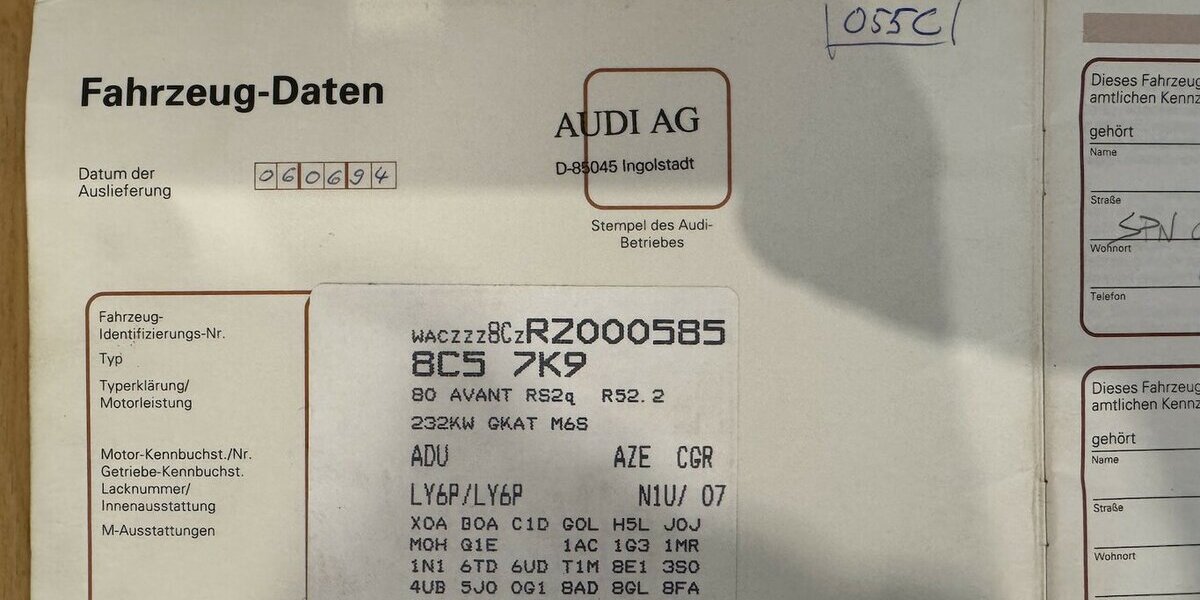 Audi RS2 Avant Ragusa org.Brief+Scheckheftgepflegt 288.500 km 55.000 &euro; Dreieich 63303